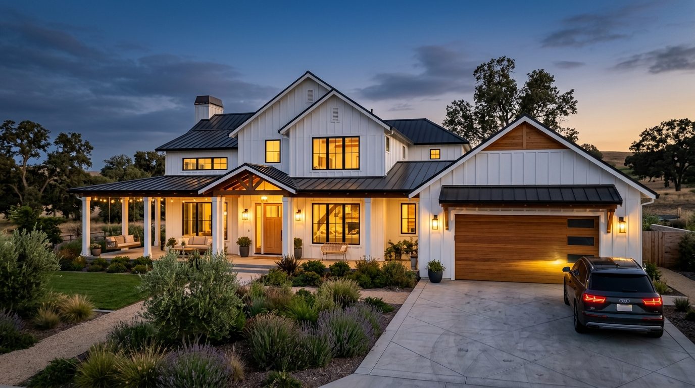 Bell Garage Door Services Exterior Closed Garage Door at Twilight